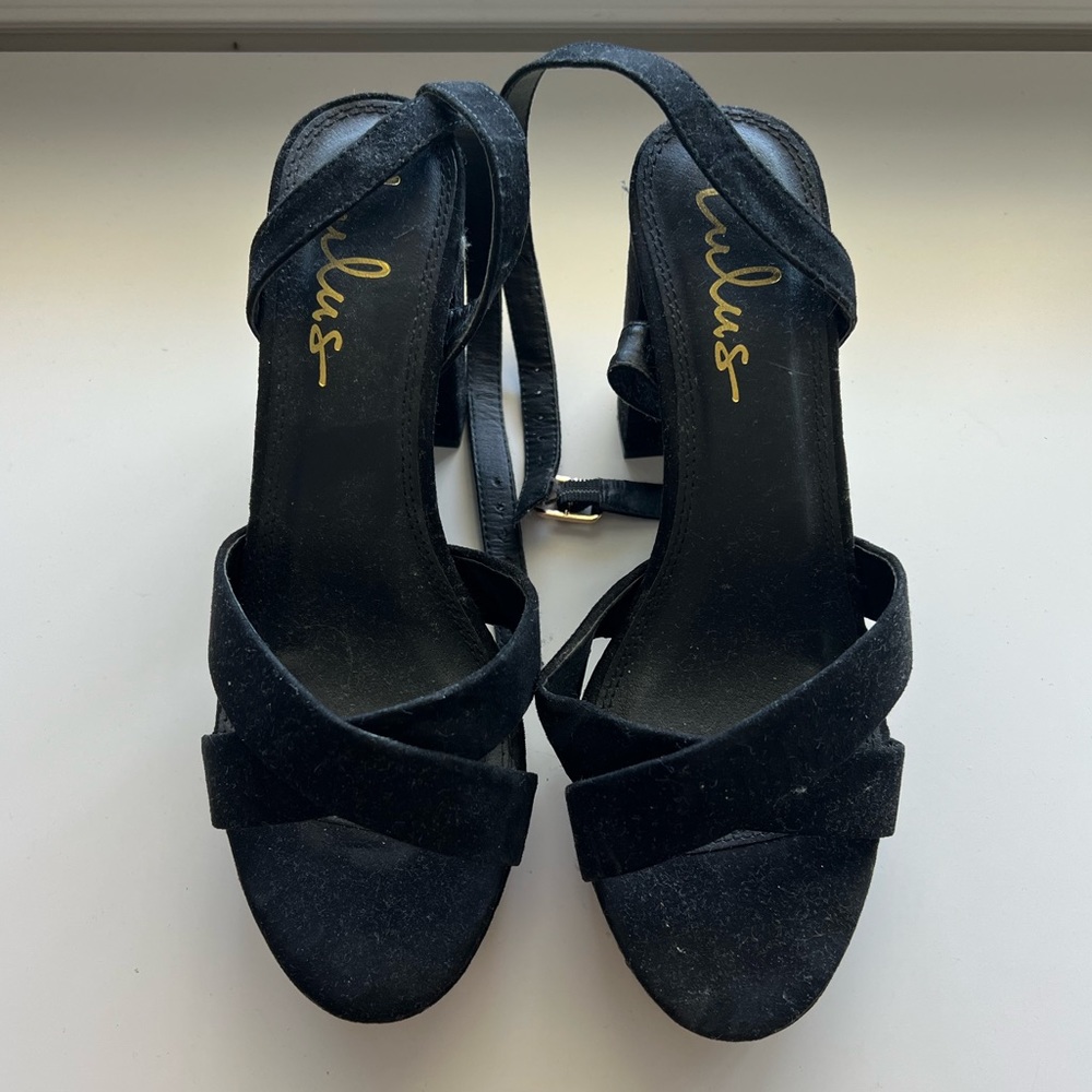 black suede lulu’s heels